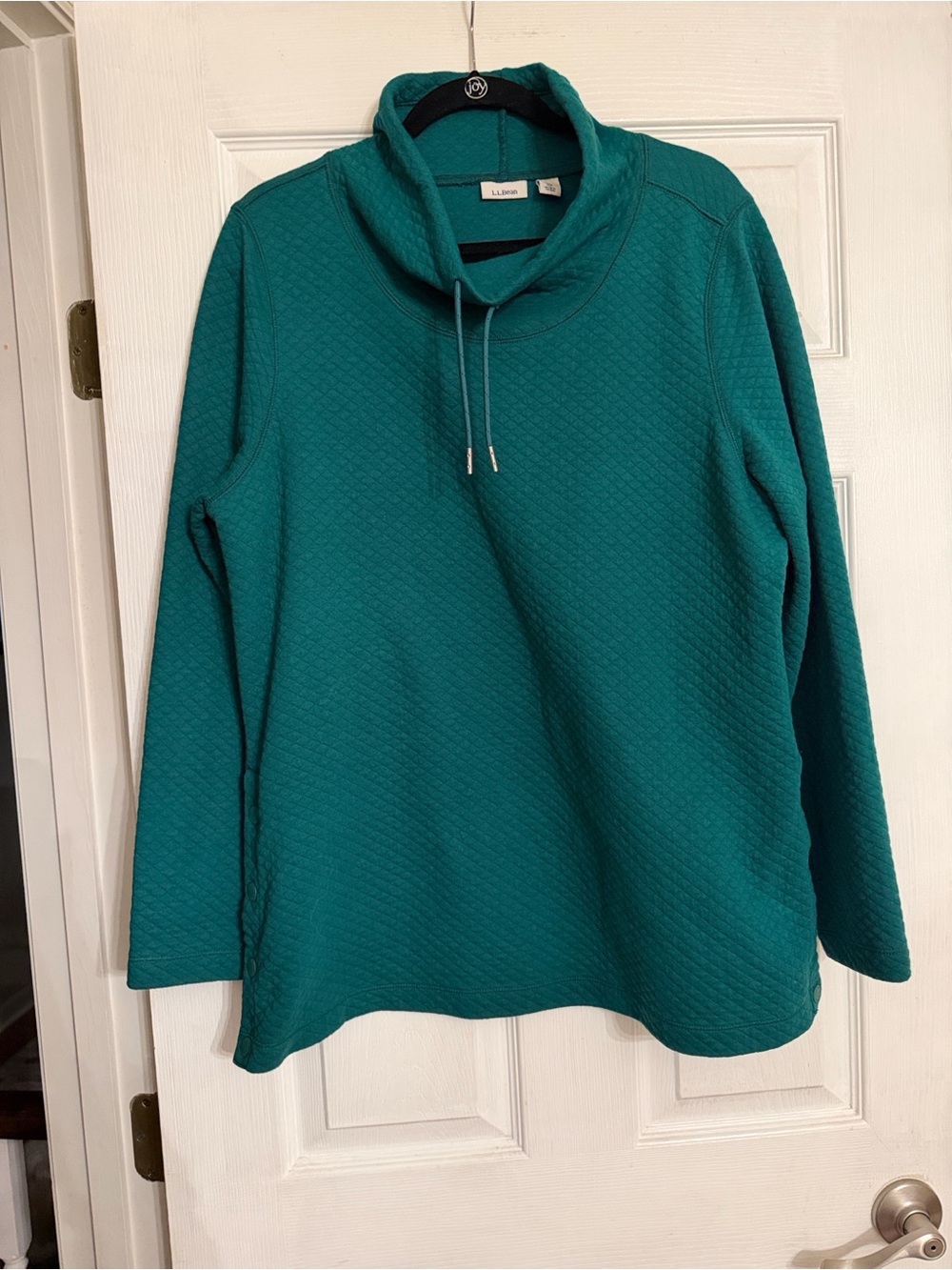 L.L.Bean Teal Quilted Funnel Neck Pullover XL - Picture 2 of 5